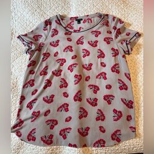 Ann Taylor Poppy Print Georgette Top